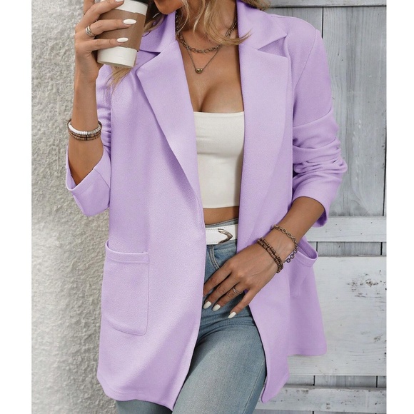 Classic Open Front Pockets Minimalist Jacket Blazer - Picture 10 of 13